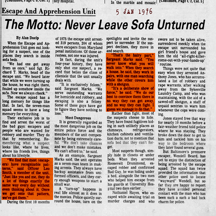 The Evening Sun Mon Jan 5 1976 ESCAPE AND APPREHENSION 72