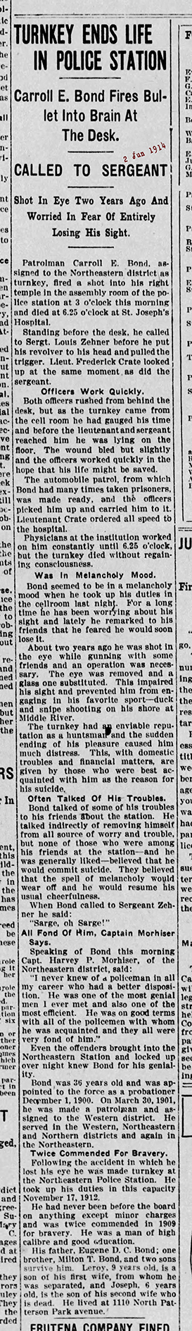 The Evening Sun Tue Jun 2 1914 turnkey takes life 72